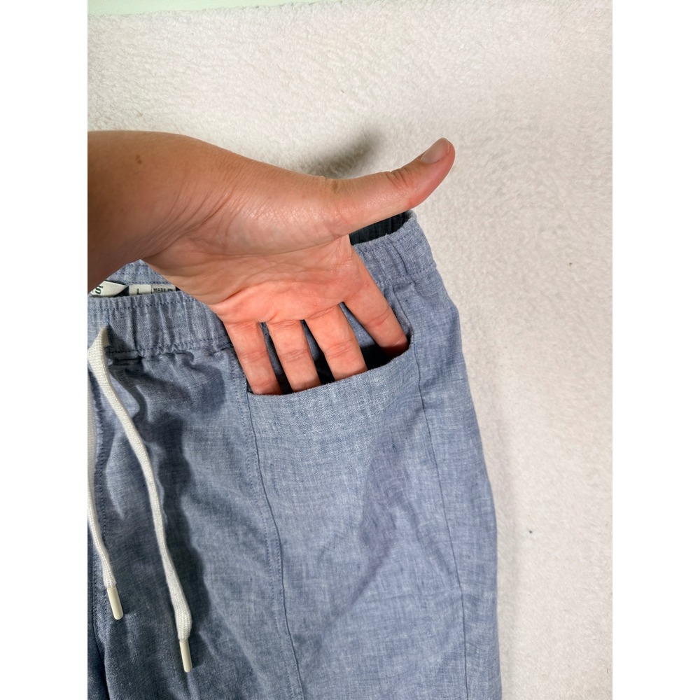 Orvis Linen Blend Pants Drawstring Light Blue Chambray Straight Leg Women Large - Picture 8 of 13